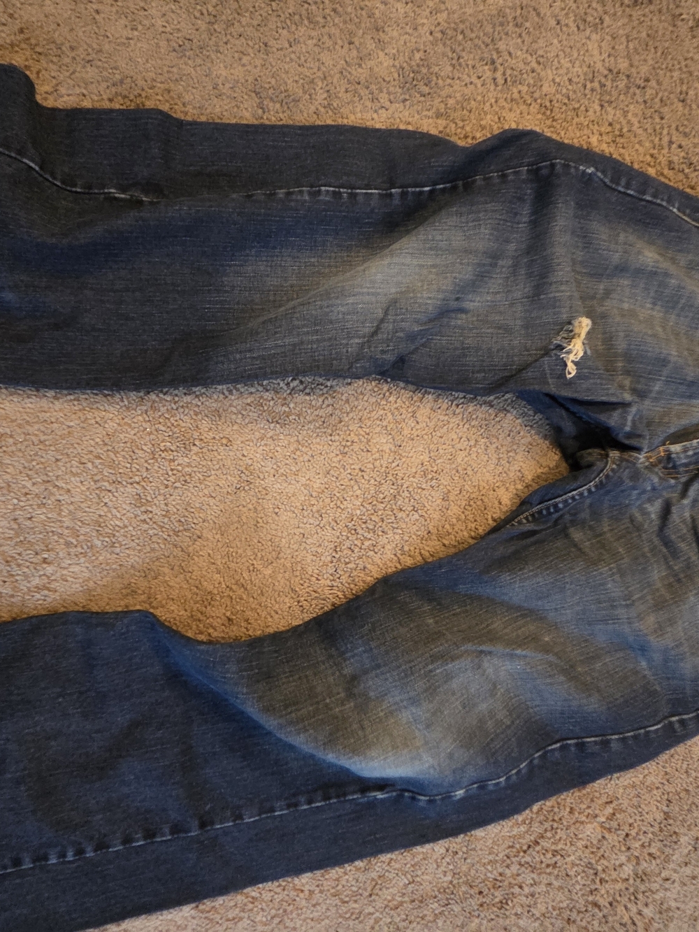 Nautica Men's Faded Blue Relaxed Jeans with Light Distressing